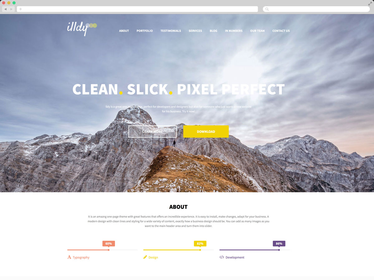 Illdy - Theme WordPress giới thiệu doanh nghiệp dạng One Page